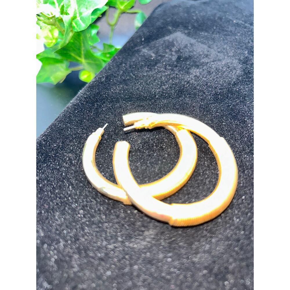 Anthropologie Gold Plated Wrapped Hoop Earrings Coiled Brass Minimalist Textured